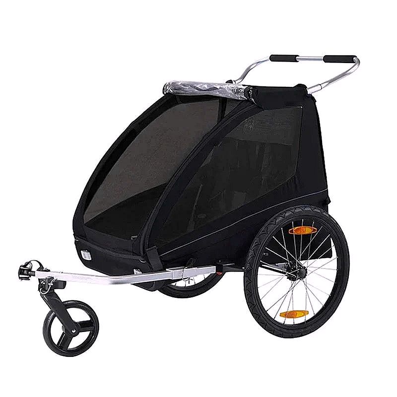 2-Seat Bicycle Trailer & Stroller – Black