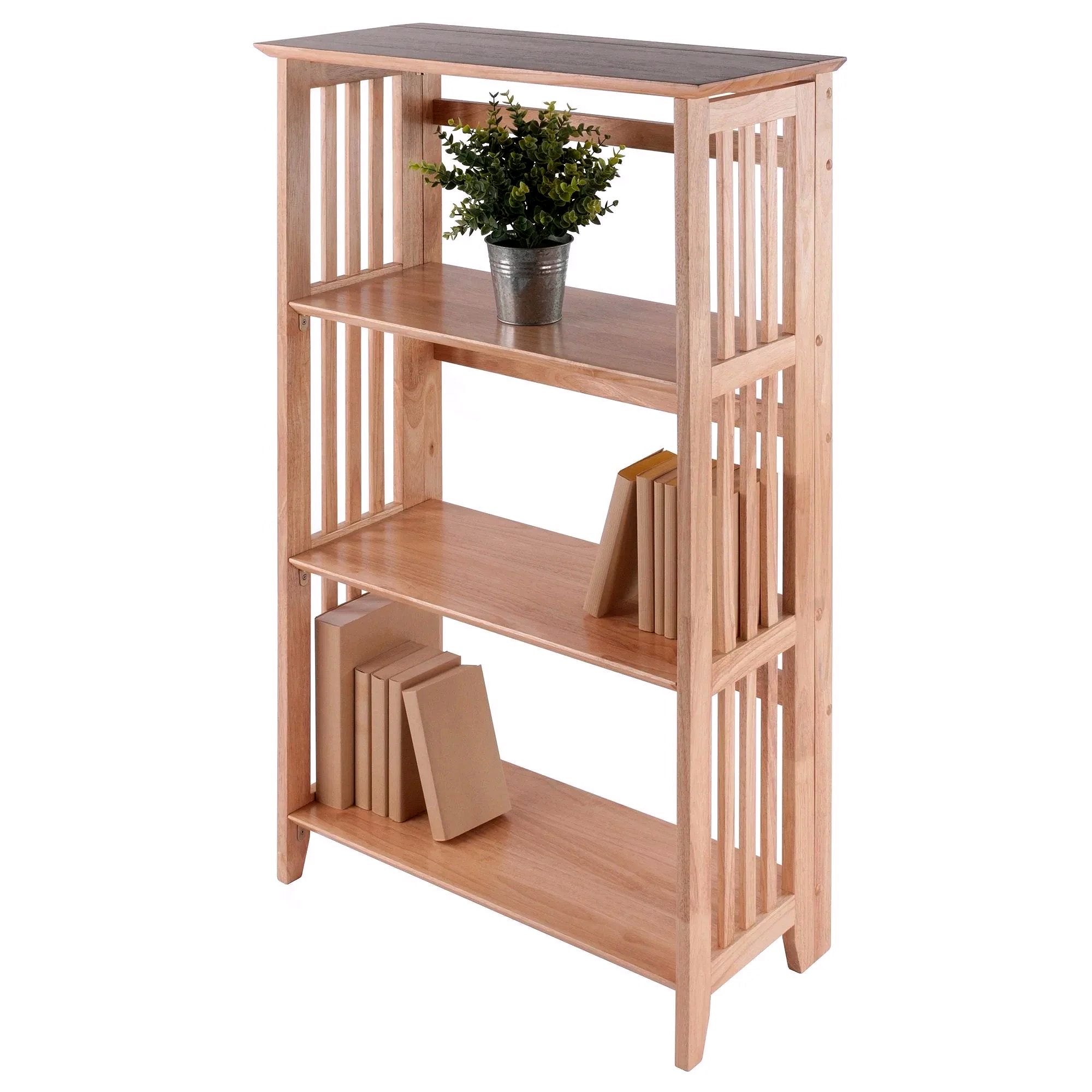 3-Section Foldable Storage Shelf – Natural Wood Finish
