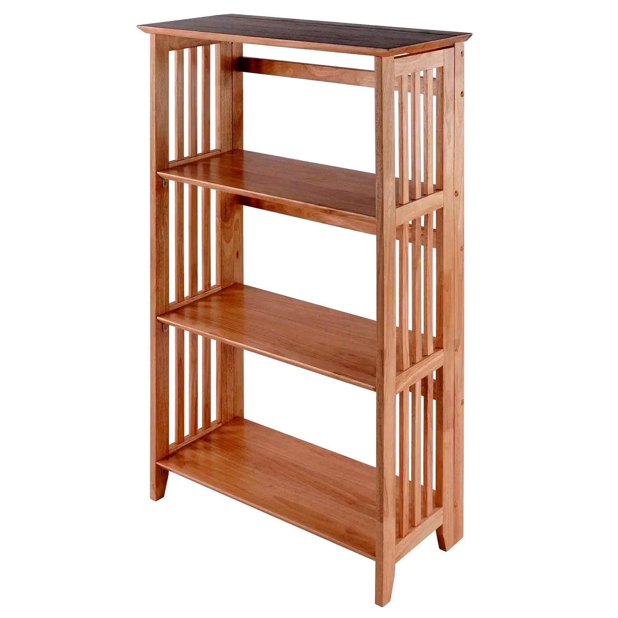 3-Section Foldable Storage Shelf – Natural Wood Finish