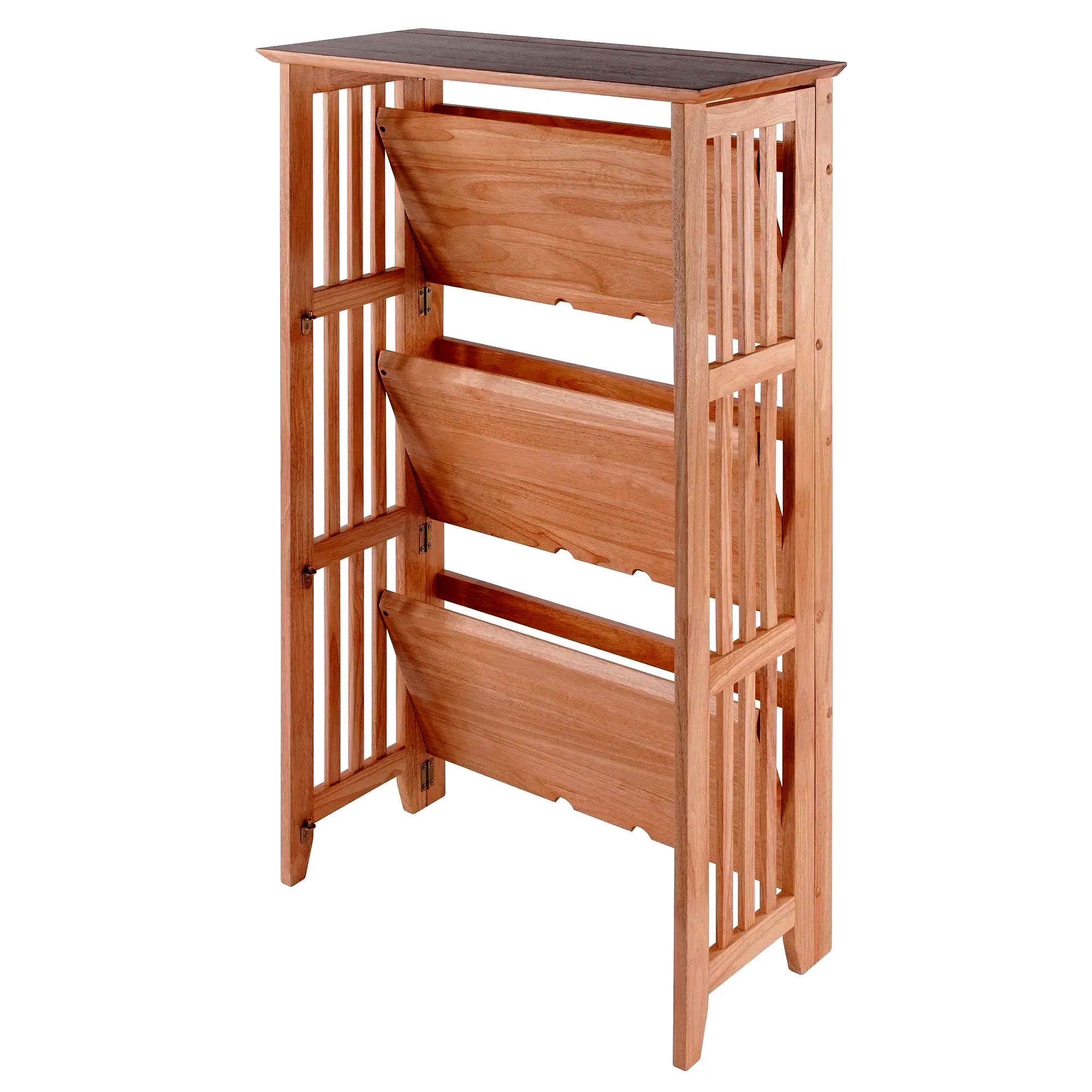 3-Section Foldable Storage Shelf – Natural Wood Finish