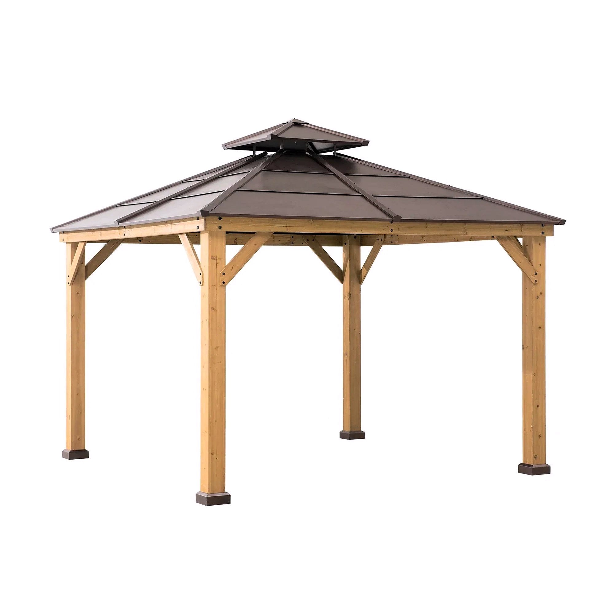 10 ft. x 10 ft. Cedar Gazebo with Steel 2-Tier Hip Roof
