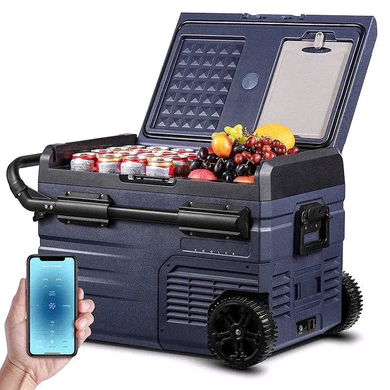12V 37-Quart Portable Car Refrigerator & Freezer – Dual Zone, App-Controlled, Ideal for Camping, Travel, RVs, and Outdoor Adventures