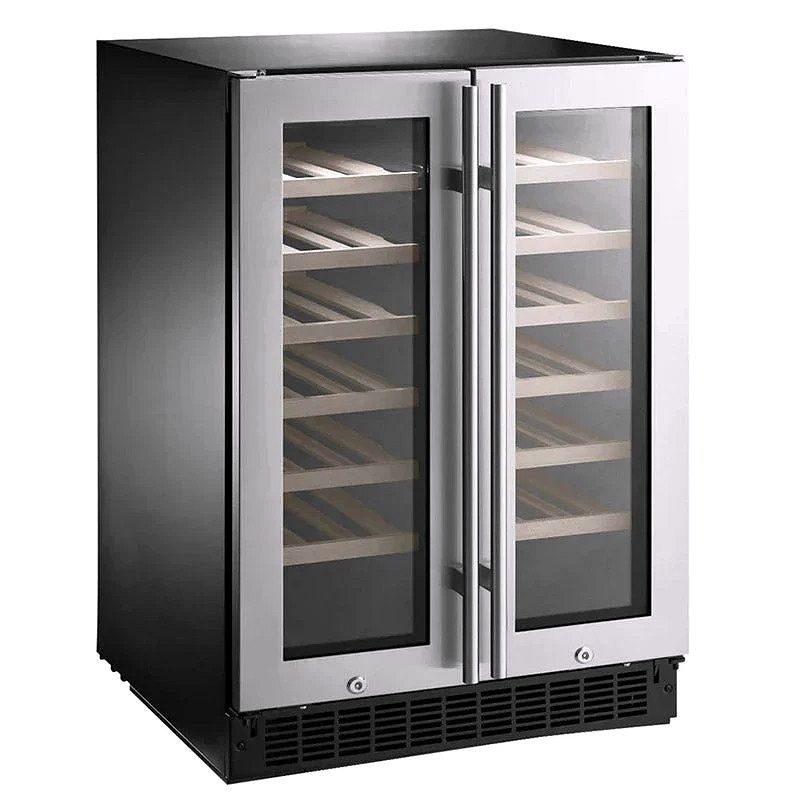42-Bottle / 128-Can Dual Zone Wine & Beverage Cooler – Stainless Steel with Glass Doors