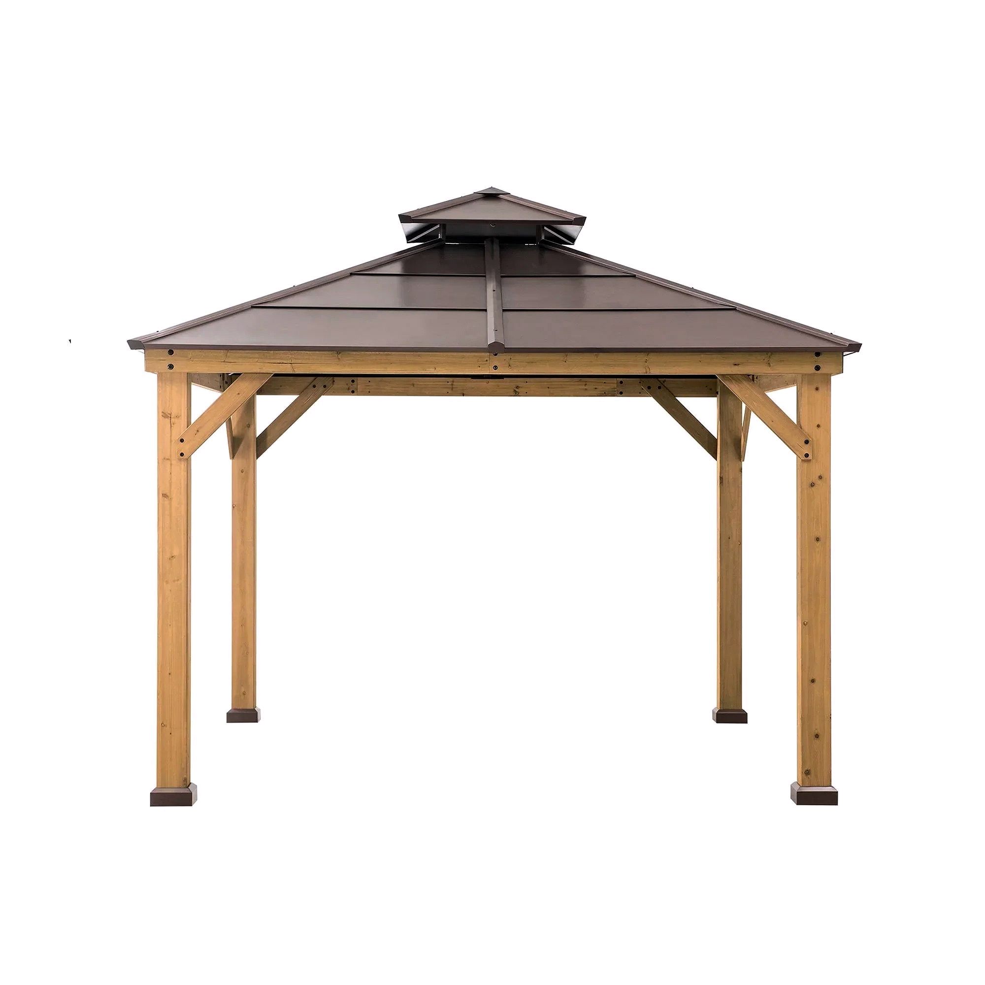 10 ft. x 10 ft. Cedar Gazebo with Steel 2-Tier Hip Roof