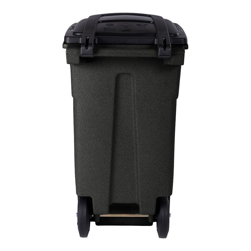 32-Gallon Greenstone Trash Can – Quiet Wheels, Attached Lid, Heavy-Duty Recycling Bin