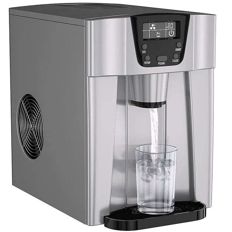 2-in-1 Countertop Ice Maker & Water Dispenser – 36 lbs/24H, LCD Display, Portable – Black