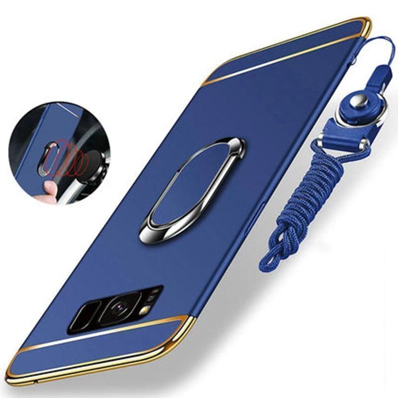 Luxury Ultra-thin 3-in-1 Plating Magnetic Ring Holder Samsung Case With FREE Strap